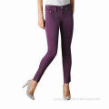 Women's color spandex skinny scratch jeans, OEM services are welcome